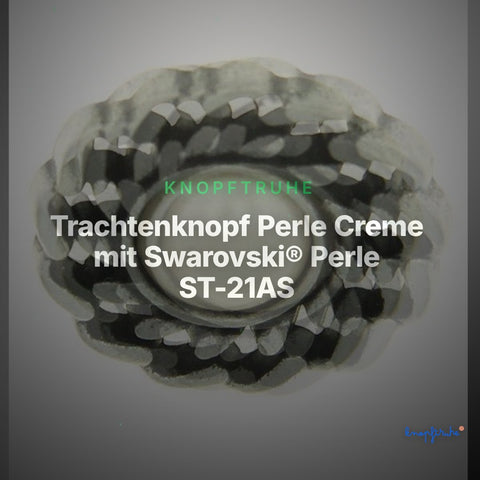 Trachtenknopf Perle Creme mit Swarovski® Perle ST-21AS Altsilber – Clean Showcase