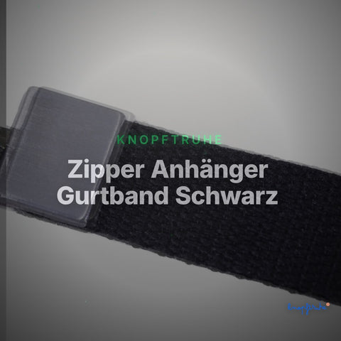 Zipper Anhänger Gurtband Schwarz – Metallzipper ZIP-2 – Clean Showcase