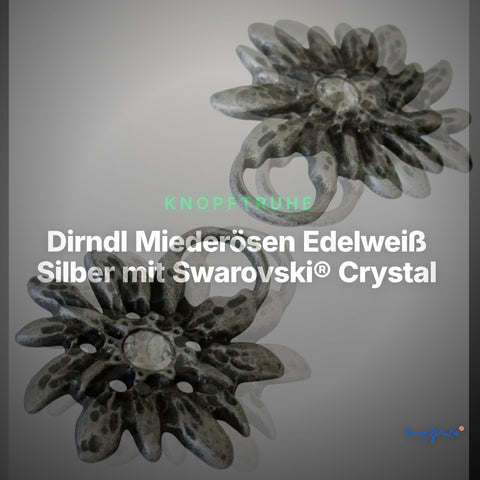 Dirndl Miederösen Edelweiß Silber mit Swarovski® Crystal – TS-100 – Clean Showcase