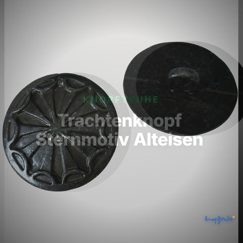 Trachtenknopf Sternmotiv Alteisen – Ösenknopf TK-13-schwarz – Clean Showcase