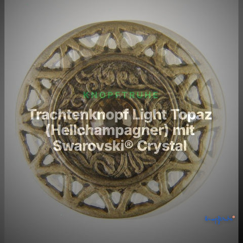 Trachtenknopf Light Topaz (Hellchampagner) mit Swarovski® Crystal ST-13AG Altgold – Clean Showcase