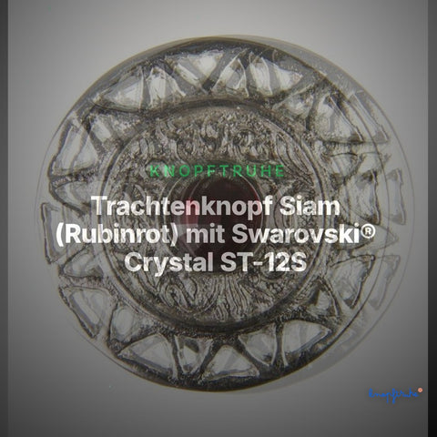 Trachtenknopf Siam (Rubinrot) mit Swarovski® Crystal ST-12S Silber – Clean Showcase