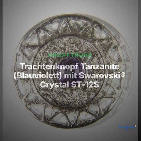 Trachtenknopf Tanzanite (Blauviolett) mit Swarovski® Crystal ST-12S Silber – Clean Showcase