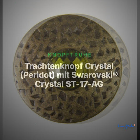 Trachtenknopf Crystal (Peridot) mit Swarovski® Crystal ST-17-AG Altgold – Clean Showcase