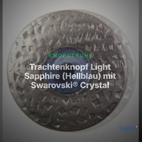Trachtenknopf Light Sapphire (Hellblau) mit Swarovski® Crystal ST-17S Silber – Clean Showcase