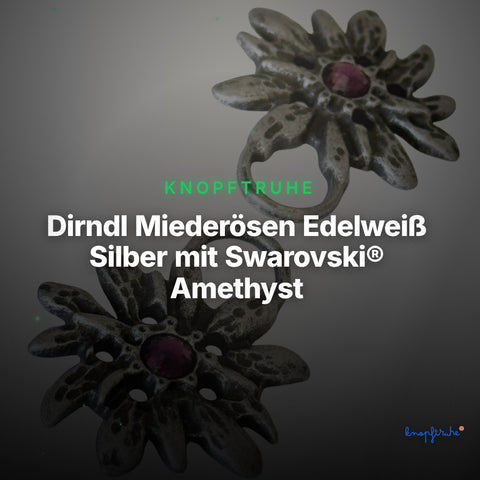 Dirndl Miederösen Edelweiß Silber mit Swarovski® Amethyst – TS-100 – Clean Showcase