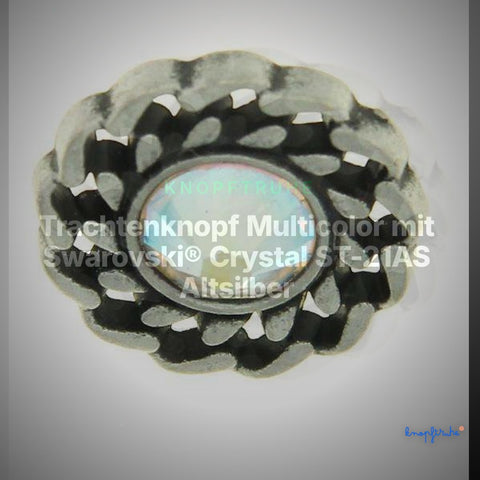 Trachtenknopf Multicolor mit Swarovski® Crystal ST-21AS Altsilber – Clean Showcase