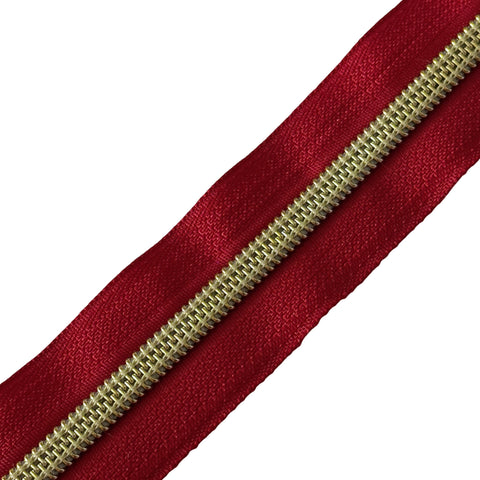 Reißverschluss Spirale Dunkel Rot-Gold 7 mm RV-7