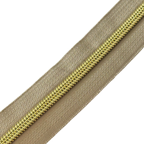 Reißverschluss Spirale Hell Braun-Gold 7 mm RV-7