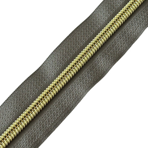 Reißverschluss Spirale Grau-Gold 7 mm RV-7