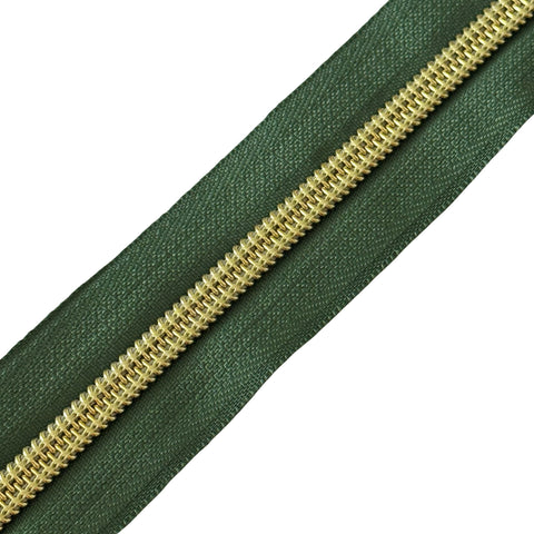 Reißverschluss Spirale Grün-Gold 7 mm RV-7