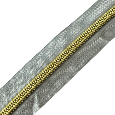 Reißverschluss Spirale Hell Grau-Gold 7 mm RV-7