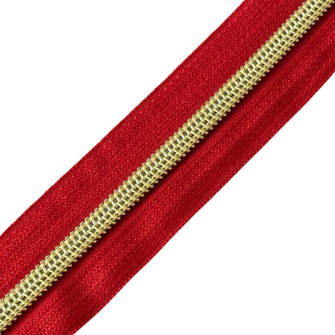 Reißverschluss Spirale Hell Rot-Gold 7 mm RV-7