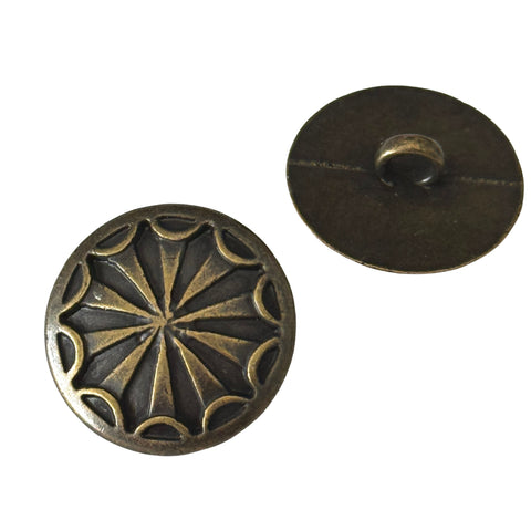 Trachtenknopf mit Sternmotiv in Altmessing als Metall-Ösenknopf TK-13-AG für Dirndl und Trachtenwesten