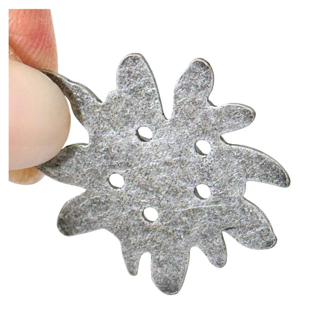 Miederöse -Miederverschuss Edelweiß Metall altsilberfabern Rückseite mit annählöchern Trachtenschmuck